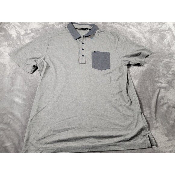 Travis Mathew Polo Shirt XL Heather Gray Short Sleeve, front pocket, Casual‎ - Picture 1 of 7